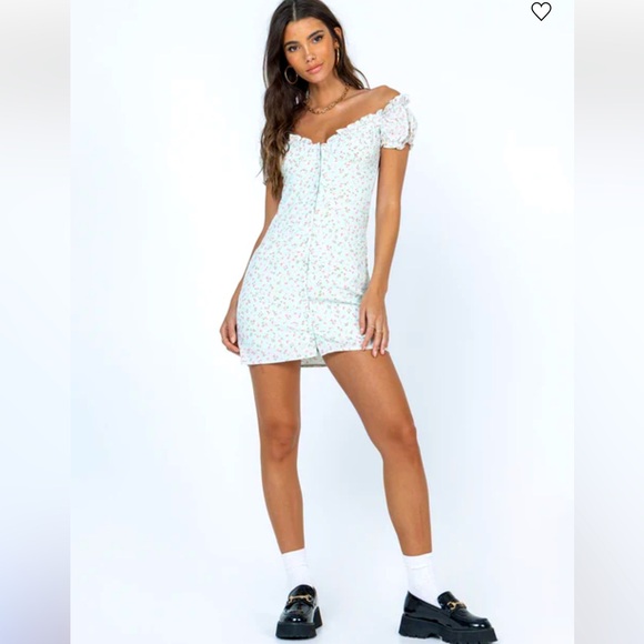 NWT Princess Polly Donna Mini Dress 4 Floral Off Shoulder Puff Sleeve Coquette - Picture 4 of 13